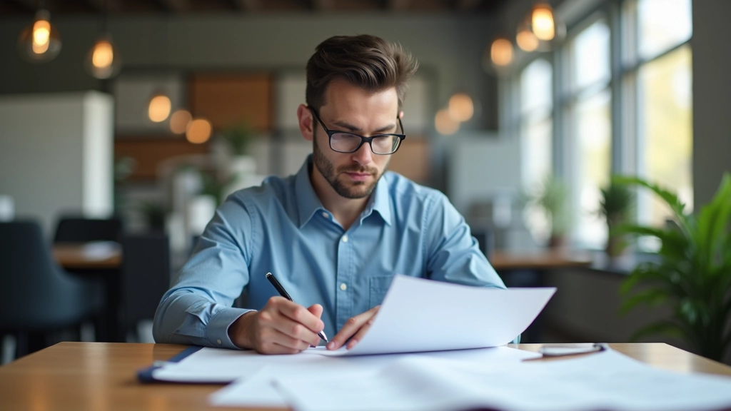 Person at desk analyzing form conversion data with pen and notebook