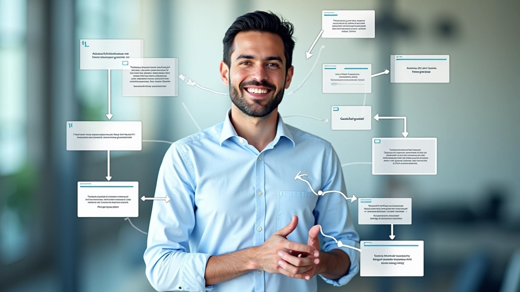 Landing page hierarchy and visual flow diagram